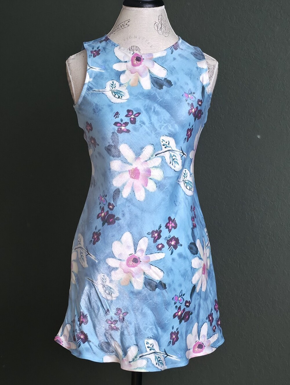 Vintage Y2K My Michelle Mini Dress, Floral Blue, Size 5-6, 90s Style Retro